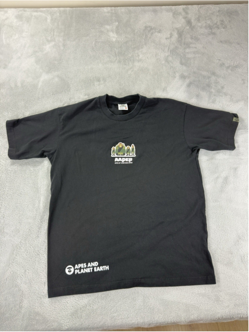 Aaper By A Bathing Ape Men's Size M Cartoon Graphic Apes And Planet Earth Shirt - Picture 11 of 13